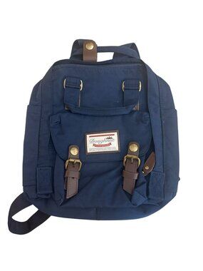 Doughnut Outdoor Mini Backpack Navy Canvas Faux Leather Accents Bag Hiking